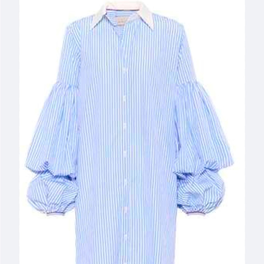 Johanna, Ortiz, blue and white striped shirt dress. Size 6 belt not included.